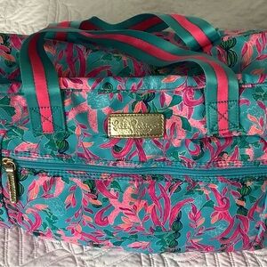 Lilly Pulitzer Vibrant Pink and Teal Travel Bag